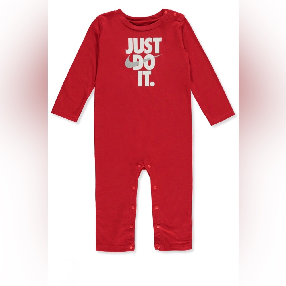 Nike red baby boy long sleeve “ Just Do it “ coveralls/Size: 9 months
